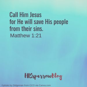 Call Him Jesus for He will save His people from their sins. Matthew 1:21